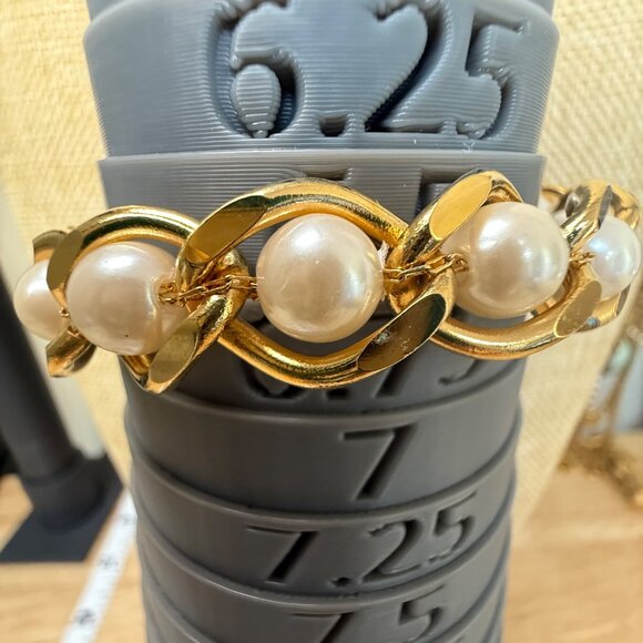 Gold Tone Faux Pearl Necklace & Bracelet Set - Elegant Jewelry Gift 18" Necklace - Picture 11 of 14